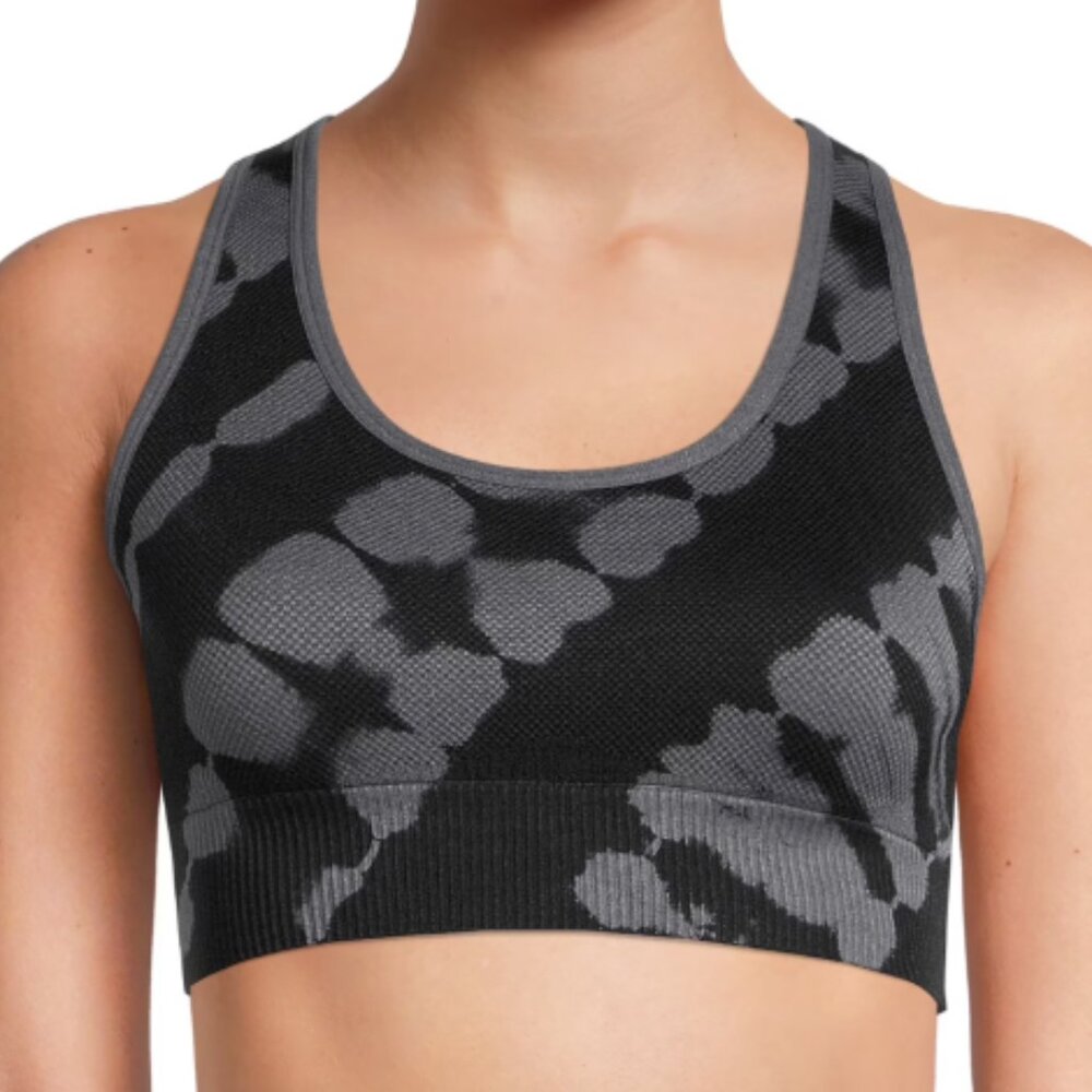 Avia Raceback Tie Dye Grey and Black Yoga Athletic Sport Bras, Size XS (0-2) NWT